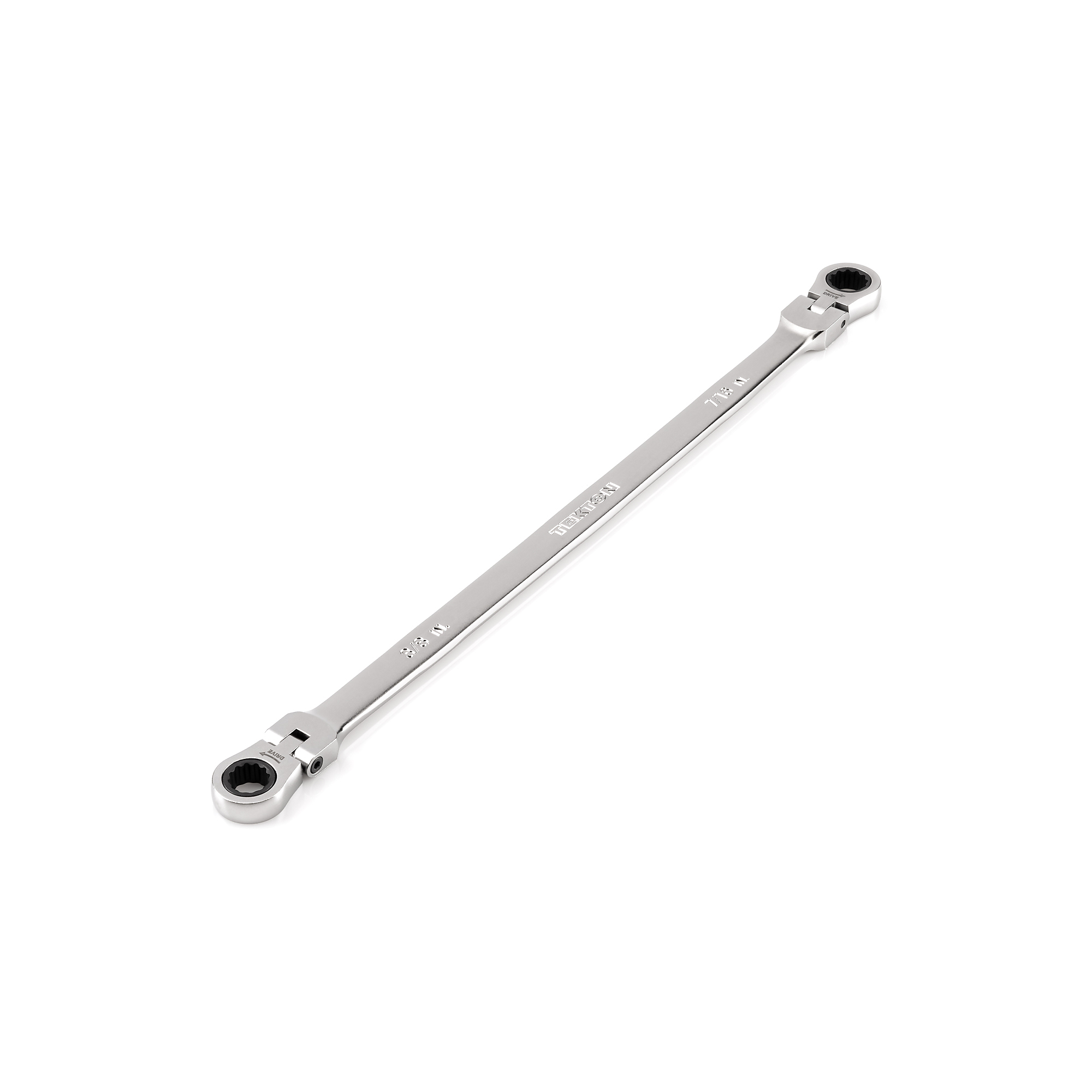 TEKTON 3/8 x 7/16 Inch Long Flex Head 12-Point Ratcheting Box End Wrench | WRB36310